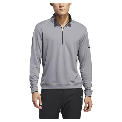 Adidas Uomo Lightweight Half-Zip Top, Grey Three, S