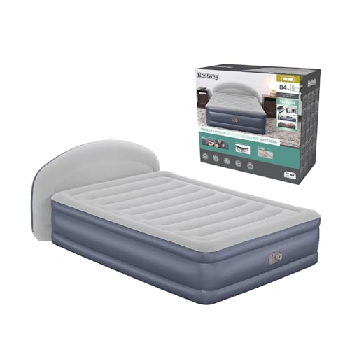 Bestway 671Bd Materasso Matrimoniale (Mod. Queen) Tritech Loungelux Con Testiera E Pompa Ca Incorporata - 2,29 M X 1,52 M X 84 Cm, Blu