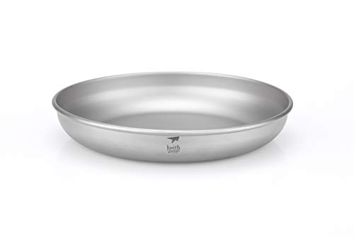 Keith Piatti Titanium - Piatti Da Campeggio Leggeri Con Bordi Arrotolati, Design Impilabile, Resistenti Alla Corrosione, Ideali Per Cene All'Aperto, C