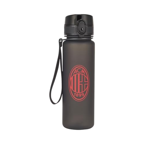 Ac Milan Borraccia Sportiva Con Maniglia Per Il Trasporto, 0.5L, Nero, Prodotto Ufficiale