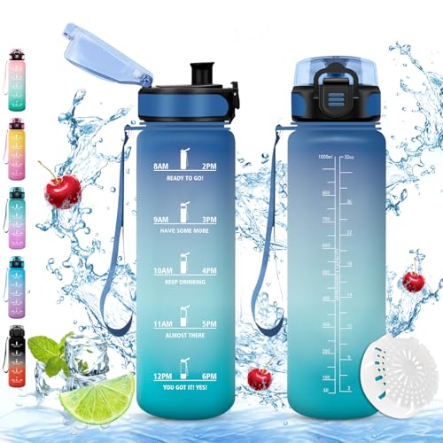 Vikaster Borraccia Motivazionale, Borraccia 1L, Borraccia Sport, Senza Bpa & Prova Di Perdite, Borracce Per Bambini, Adulto, Bici, Scuola, Ufficio, Yo