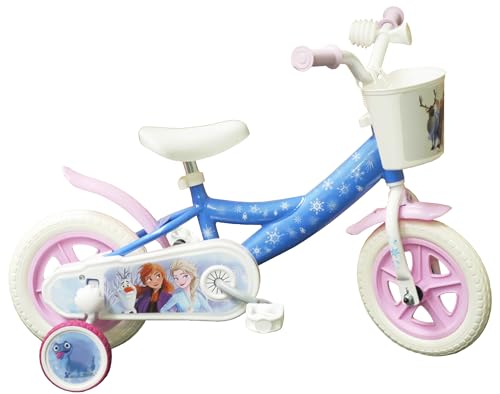 A.T.L.A.S. Bicicletta 10'' Bambina Regina Delle Neve/Frozen Con Cestino Anteriore, Parafango, Carter, Ruote Bastoni & 2 Stabilizzatori