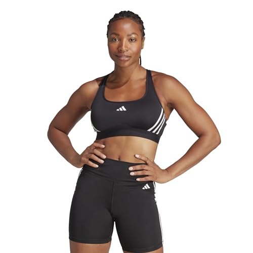 Adidas Powerimpact Train Medium-Support 3-Stripes Bra, Reggiseno Sportivo Donna, Black/White, M D-Dd
