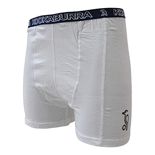 Kookaburra - Boxer Con Sospensorio, Banda Elastica In Vita, Colore: Bianco/Blu