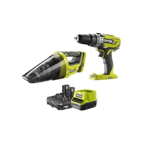 Ryobi Oneplus - Trapano A Impatto 18 V, Aspirapolvere A Mano 18 V, One Plus, 1 Batteria Al Litio Plus 1,3 Ah, 1 Caricatore Rapido - R18Pdhv-213G