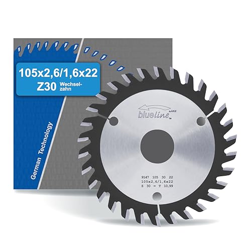 Ake Blueline - Lama Per Sega Circolare, 105 X 22 Z30, Denti Alternati, Metallo Duro, Taglio Molto Fine, Per Legno, Legno Rivestito, Plastica, Su Sega 