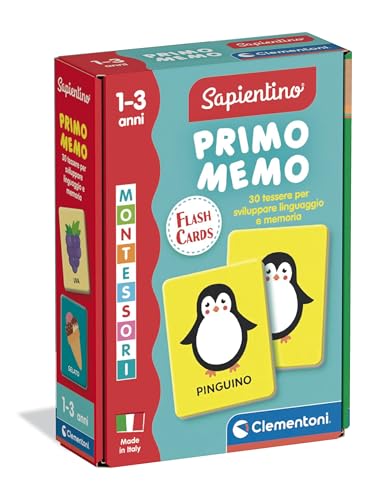 Clementoni Sapientino Baby Montessori - Carte Primo Memo, Gioco Di Memoria Educativo Bambini 1-3 Anni, Carte Tattili Per Sviluppare Linguaggio E Osser