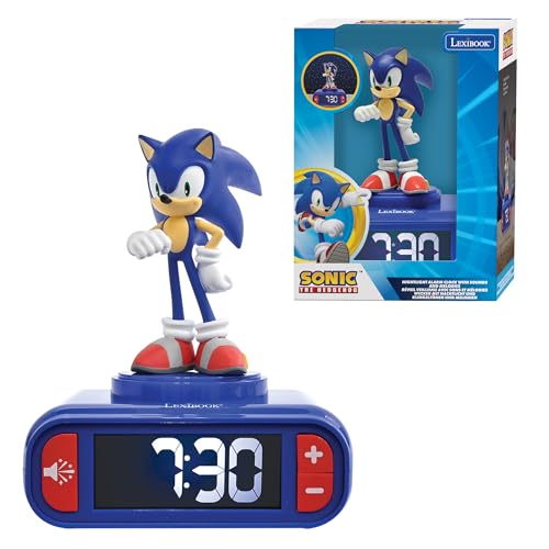 Lexibook Lexibook-Rl800Sn, The Hedgehog, Sveglia Con Luce Notturna Di Sonic, Suoni E Melodie, Schermo Lcd Retroilluminato, Luminoso, Snooze, Colore Bl
