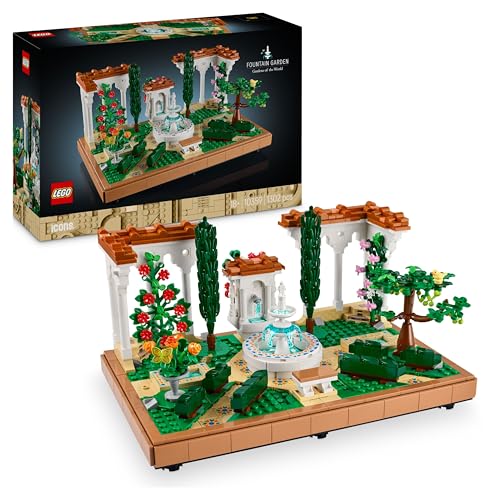Lego Icons Il Giardino Della Fontana, Kit Di Modellismo Per Adulti Da Costruire, Modellino Da Esposizione Con Fiori E Piante, Decorazione Casa, Idea R
