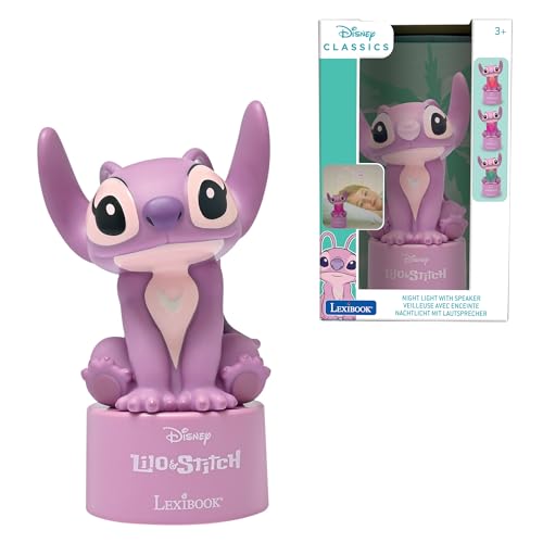 Lexibook Lexibook-Ns01D1, Disney Stitch, Notturna Angel Con Altoparlante, Cambio Di Colore, Luce Soffusa, A Batteria, Rosa, Taglia Unica, Ns01D1