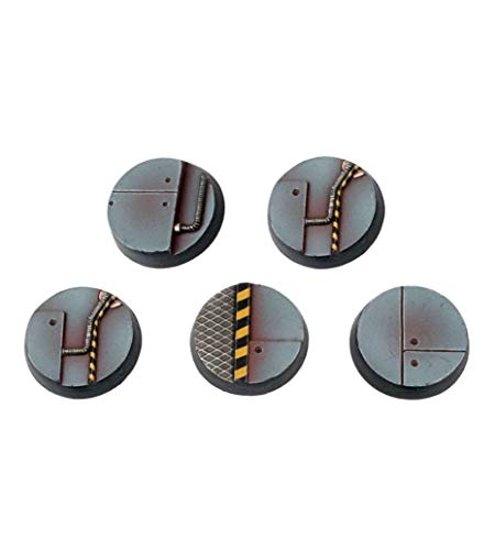 War World Gaming Industry Of War 5 X Basette Rotonde Per Miniature Da Industria Fantascienza (25Mm) - 28Mm Wargame Terrain Modello Diorama Figure Guer