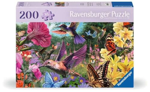 Ravensburger 12001369 – Colibrì E Farfalle Anziani, Con 200 Pezzi Extra Grip, Grande Immagine E Base Per Puzzle