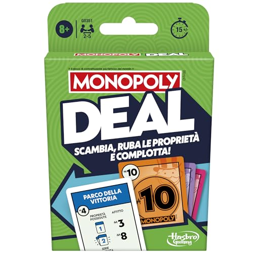 Hasbro Gaming Monopoly Deal, Gioco Di Carte Per 2-5 Giocatori, Gioco Per Bambini E Bambine Da 8 Anni In Su, Divertimento Compatto Per Tutta La Famigli