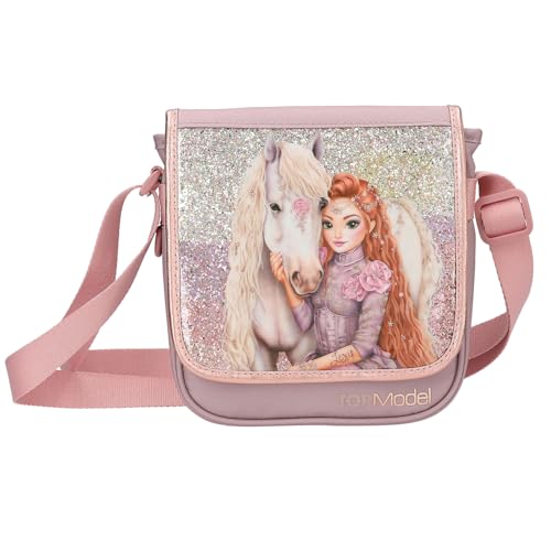 Depesche Kleine Umhängetasche 13295 Topmodel Viva Violet Piccola Di Colore Viola, Con Motivo Modello, Cavallo E Glitter, Borsa Con Tracolla Regolabile