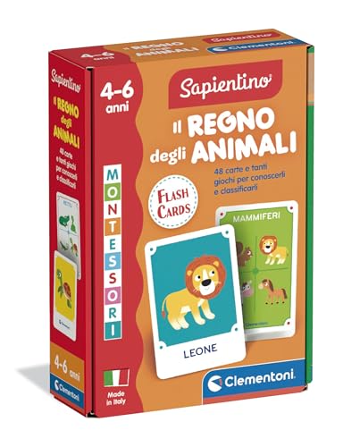 Clementoni Sapientino Montessori - Il Regno Degli Animali, Gioco Educativo Con Flashcards Per Bambini 4-6 Anni, Stimola Lo Sviluppo Del Linguaggio E T