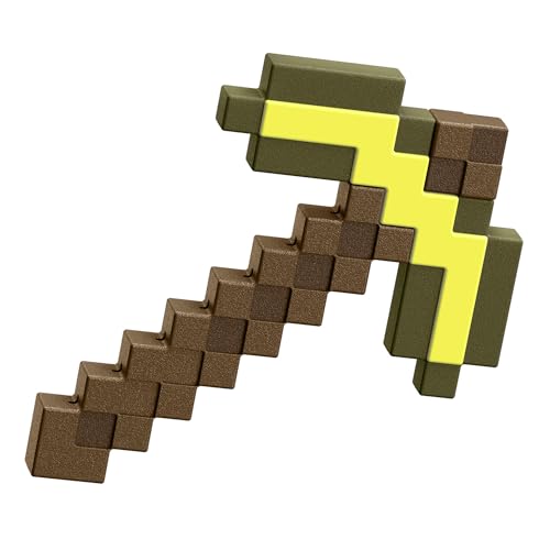 Mattel Minecraft - Piccone Dorato Per Il Gioco Di Ruolo, Strumento Giocattolo Da Combattimento Con Il Design Pixelato Del Videogioco, Giocattolo Per B
