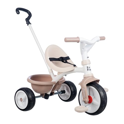 Smoby - Trciciclo Be Move Beige, Con Asta Di Spinta, Sedile Con Cintura Di Sicurezza, Telaio In Metallo, Ruota Libera E Pedali, Per Bambini Dai 15 Mes