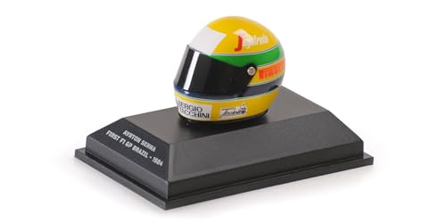 Minichamps 540308419 - Casco Ayrton Senna First F1 Gp Brazil 1984 - Scala 1/8 - Modello In Miniatura Da Collezione