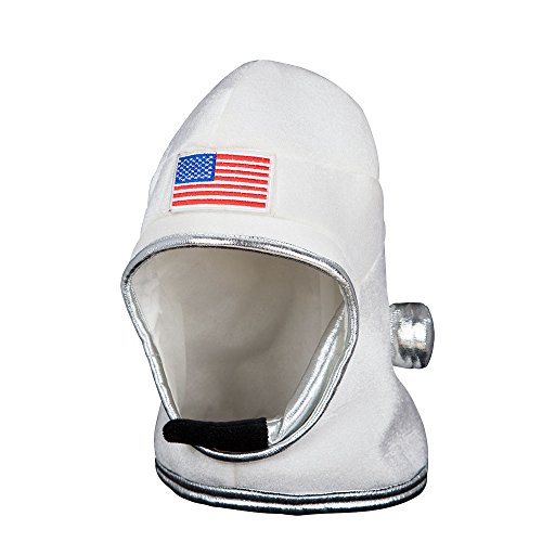 Adult White Velour Astronaut Helmet Hat Fancy Dress Accessory