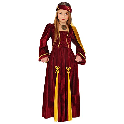 W Widmann Milano Party Fashion - Costume Da Principessa Medievale Da Bambina, Composto Da Vestito E Copricapo Con Velo, Per Carnevale E Feste A Tema