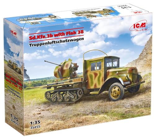 Icm - Modellino Camion Sd.Kfz.3B With Flak 38 Truppenluftschutzwagen |Icm|35455| 1:35 Modellino Char Promo