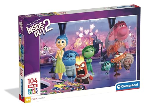 Clementoni - Puzzle Per Bambini 104 Pezzi Supercolor Maxi, Per Bambini 4+ Anni, Illustrazione Con Personaggi Dal Cartone Disney Inside Out 2, Idea Reg