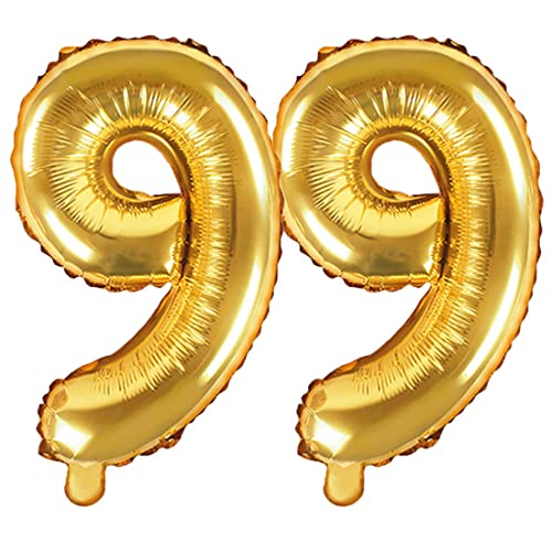 Palloncino Foil Mylar Numero 99 Colore Oro 86 Cm
