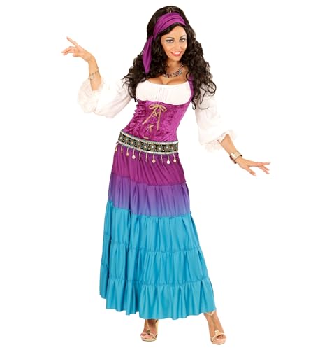 Widmann Milano Party Fashion - Costume Da Cartomante, Vestito Con Cintura Di Monete, Bandana, Costumi In Maschera