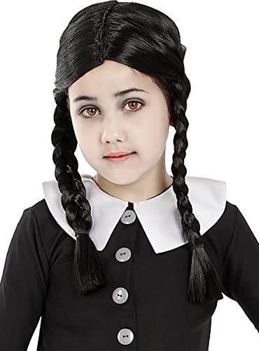 Funidelia | Parrucca Da Mercoledì Addams - La Famiglia Addams Per Bambina Film Di Paura, Horror - Accessori Per Bambini, Accessorio Per Costume - Nero