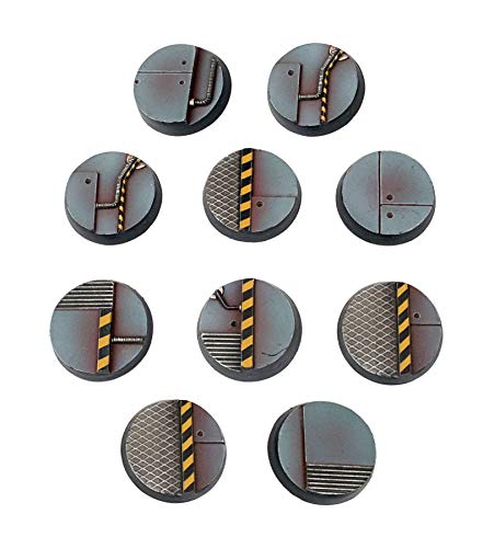 War World Gaming Industry Of War 10 X Basette Rotonde Per Miniature Da Industria Fantascienza (25Mm) - 28Mm Wargame Terrain Modello Diorama Figure Gue