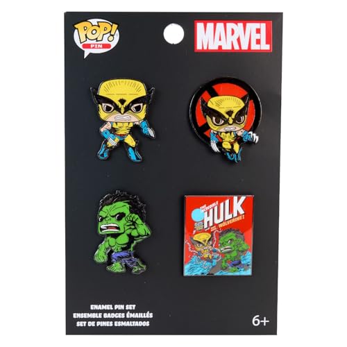 Loungefly Pop! 4Pkpn: Marvel - Wolverine - Wolverine 50Th Anniversary Comic Action - X-Men Spille Smaltate - Spilla Da Collezione Carina - Per Gli Zai