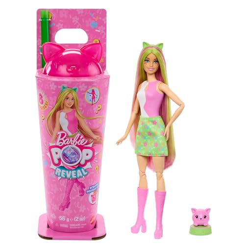 Barbie - Pop Reveal Serie Frullati, Bambola Con Orecchie Da Coniglietto E Cucciolo Incluso, 8 Accessori A Sorpresa Con Effetto Cambia Colore, Giocatto