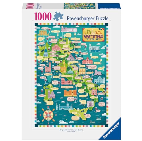 Ravensburger - Puzzle Tour Dei Vini D'Italia, 1000 Pezzi, Puzzle Adulti E Ragazzi, Idea Regalo Per Lei O Lui, 70X50 Cm