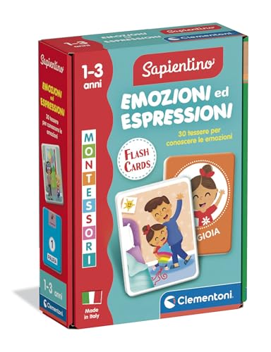 Clementoni Sapientino Baby Montessori - Carte Emozioni Ed Espressioni, 30 Flashcards Tattili, Bambini 1-3 Anni, Gioco Educativo Per Scoprire L'Emotivi