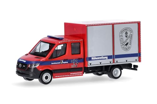 Herpa Modellino D'Auto Mercedes-Benz Sprinter 18 Furgone Feuerwehr Augsburg (Baviera/Augsburg), Miniatura In Scala 1:87, Pezzo Da Collezione, Made In 