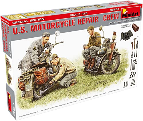 Miniart- U.S. Motocycle Repair Crew.Special Editi Statuette, Colore Grau, Min35284