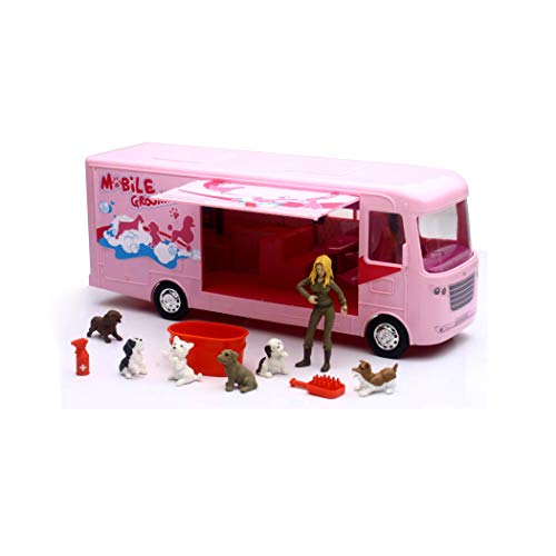 New Ray- Dog Grooming Pet Salon Camper My Best Friend Play Set, Colore Rosa, 34196