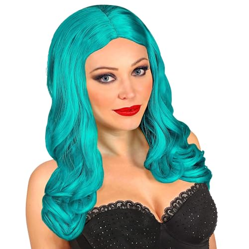 Widmann 09811 - Parrucca Roxy Adulto Donna, Teatro, Party, Carnevale, Feste A Tema, Colore Turchese