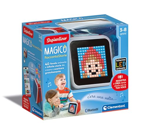 Clementoni Sapientino - Magico Raccontastorie Per Bambini 3-8 Anni, Con 40 Storie Illustrate In Pixel Art Interattive E Personalizzabili, 3 Modalità D