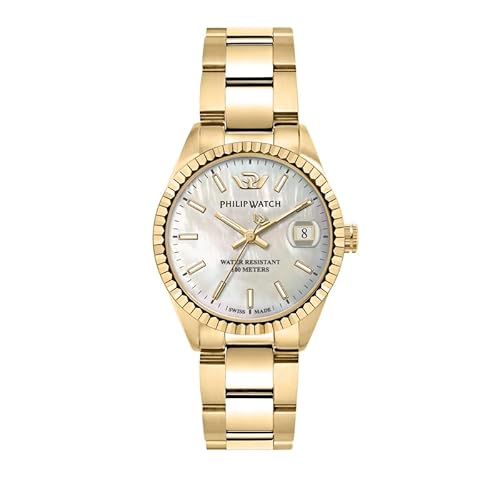 Philip Watch Orologio Donna, Collezione Caribe Urban, Ora, Data, Orologio Al Quarzo - R8253597617, Oro, Bracciale