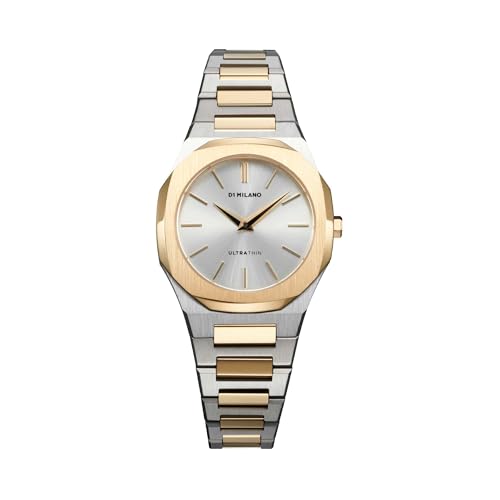 D1 Milano Utbl34 - Orologio Analogico Da Donna In Acciaio Inox, Quadrante Argento, Cinturino Argentato, Argento/Tono Di Traino, Compatto