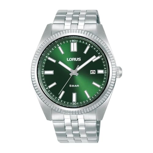 Lorus Orologio Analogico Al Quarzo Da Uomo Con Bracciale In Acciaio Inossidabile, Argento/Verde - Rh967Qx9