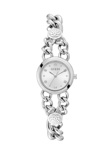 Guess P Slv Cs/Sun Slv Dl/P Slv Logo Brct W/Crys W/Adjt G Links, Argento