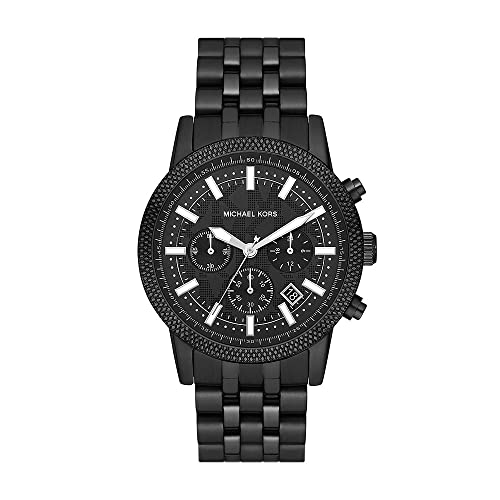 Michael Kors Orologio Quartz Multifunction Uomo, Misura Cassa 38.00Mm Con Quadrante Nero Analogico E Cinturino Nero In Cinturino In Metallo Mk9089