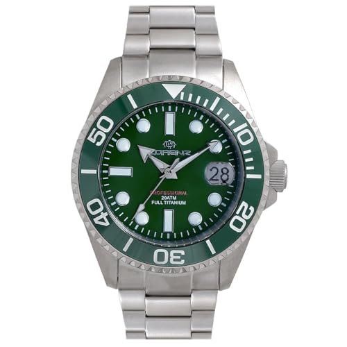 Lorenz Full Titanium Automatic Lz 030212Cc Orologio Da Uomo Subacqueo Con Movimento Automatico Con Cassa E Cinturino In Titanio, Box Set Con Cinturino