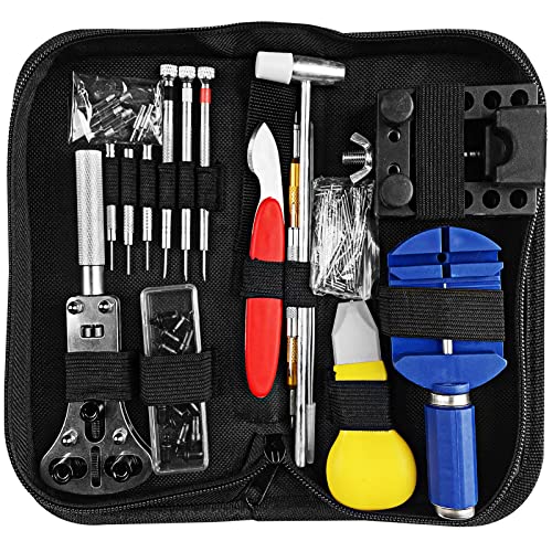 Newpop 147 Pezzi Kit Orologiaio Professionale, Portable Togli Maglie, Regola Cinturino, Attrezzi Di Apertura Per Cambio Batteria, Apri Custodia