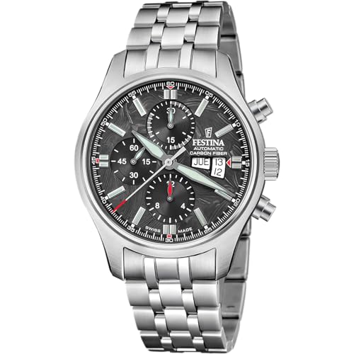 Festina Orologio Uomo F20158/1 Swiss Made Automatico Cassa Di Acciaio Inossidabile 316L Grigio Cinturino In Acciaio Inossidabile 316L Grigio