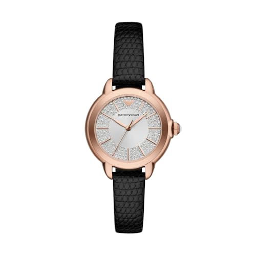 Emporio Armani Orologio Analogico Al Quarzo Donna Con Cinturino In Acciaio Inossidabile Ar11631, Nero E Oro, 32 Mm