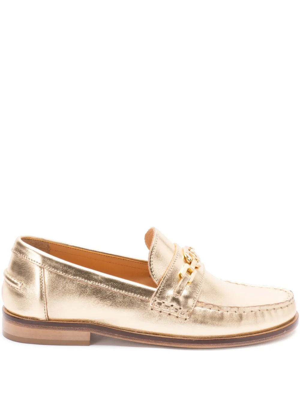 TWINSET metallic-leather loafers - Oro