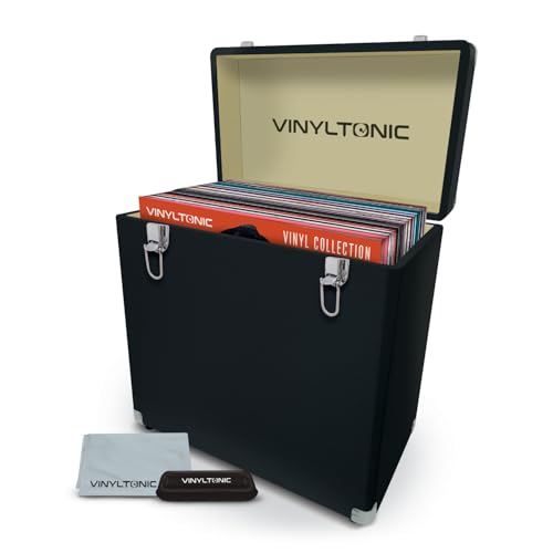 Vinyl Tonic Custodia Per Lp In Vinile Da 30,5 Cm, In Pelle Pu, Interno Completamente Foderato, Angoli In Acciaio Rinforzato, Kit Di Pulizia Incluso, N